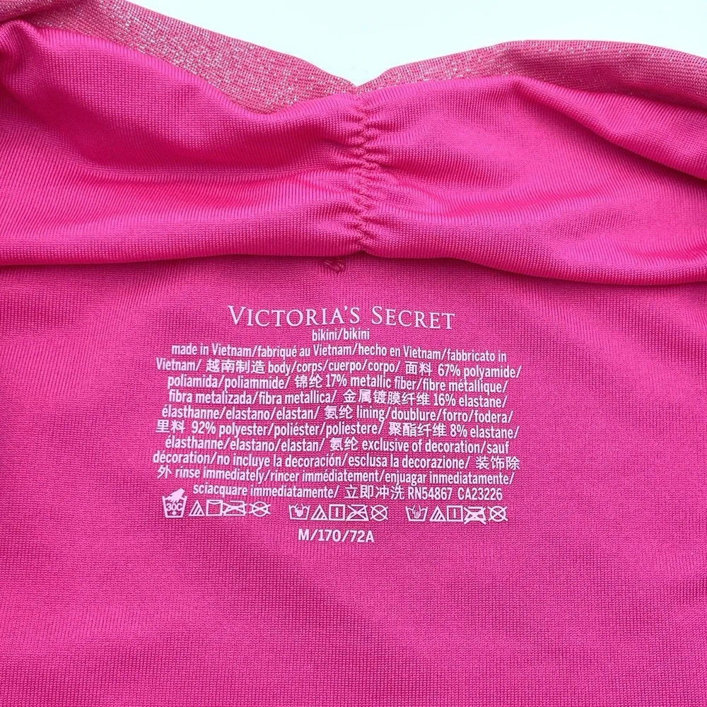 Victoria's Secret Nwt Pink Shimmer Side Tie Ruched Front Swim Bikini Bottom M